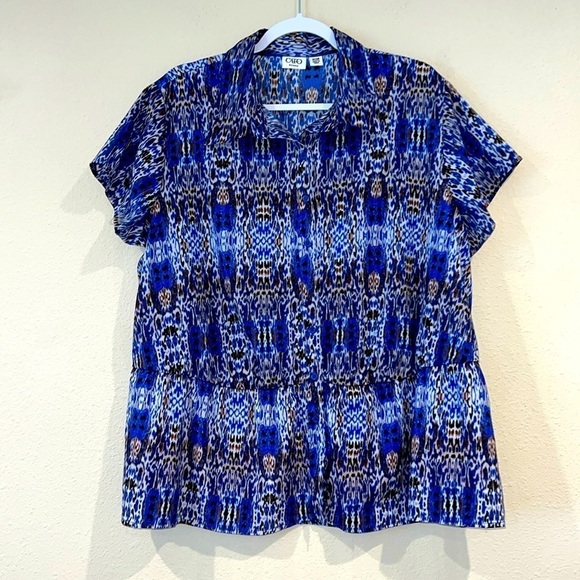 Women’s Cato plus size 18/20 W button front short sleeve polyester blouse top - Picture 1 of 8